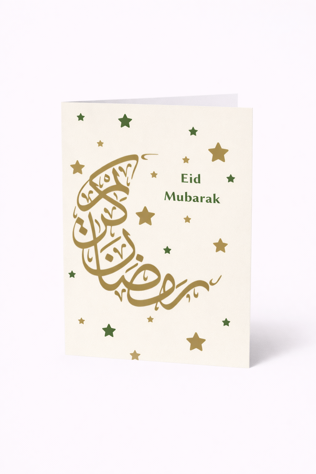 Elegant Eid Mubarak Crescent Calligraphy Greeting Card