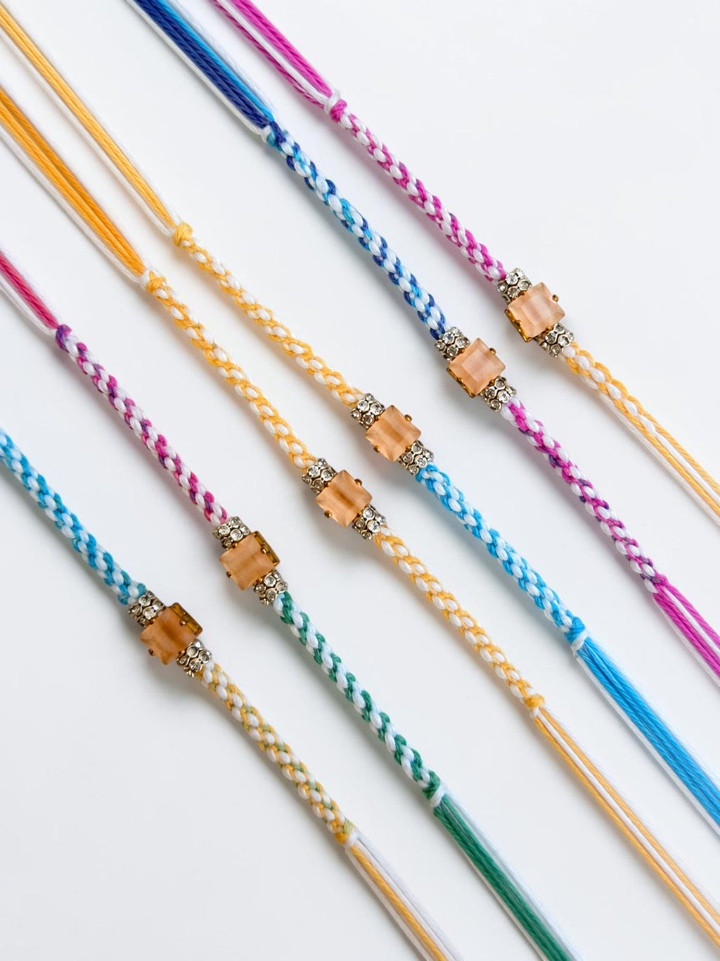 Pack of 6 Colourful Crystal Rakhis