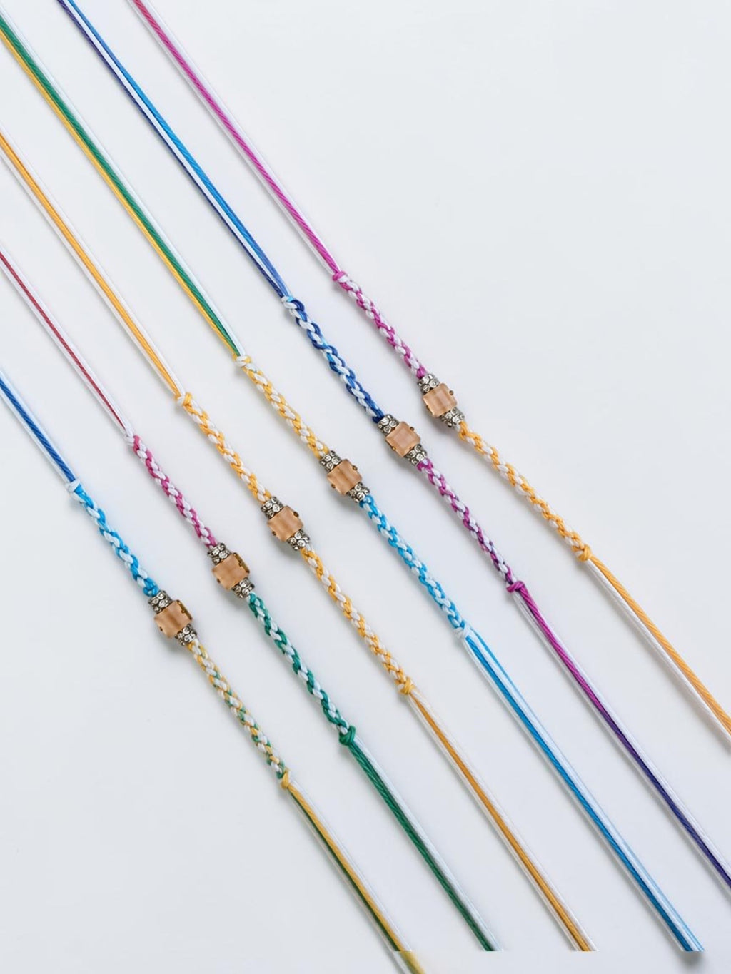 Pack of 6 Colourful Crystal Rakhis