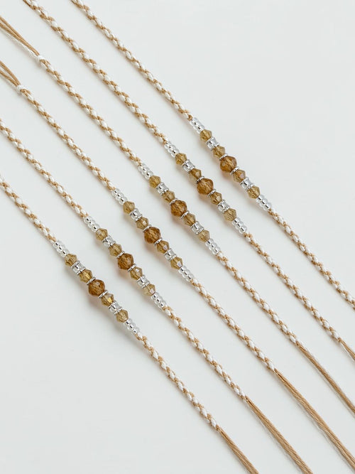 Pack of 6 Beaded Rakhis – Ivory, Champagne or Bronze