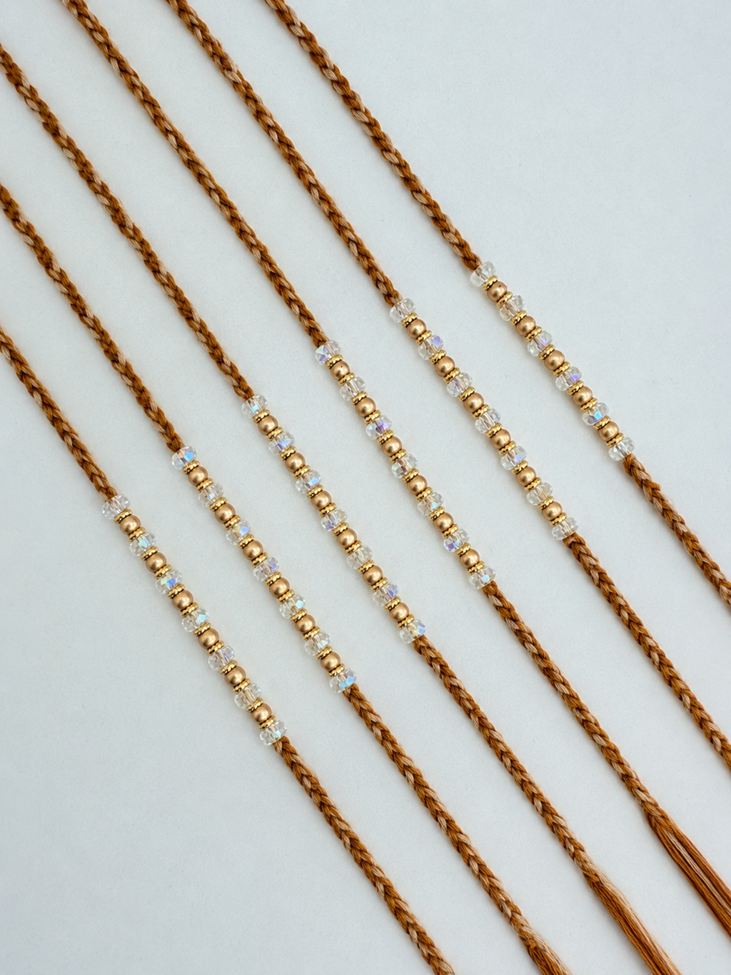 Pack of 6 Beaded Rakhis – Ivory, Champagne or Bronze
