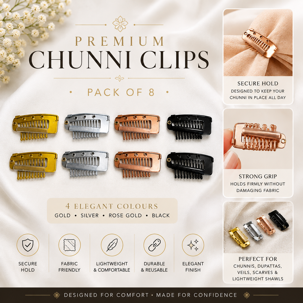 Premium Chunni Clips – Pack of 8